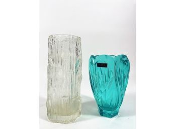 Vintage Scandinavian Art Glass Vase & Waterford Vase