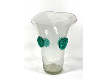 Large Blown Crackle Glass Vase