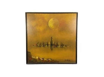 Large - Original R. Styles Oil On Canvas Cityscape Painting