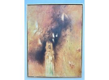 Vintage Original Oil On Canvas Abstract Painting - Angels
