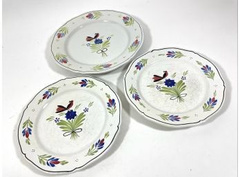 Antique French Painted Decorative Ceramic Plates - Henriot Quimper