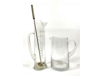 Vintage Barware Glass Pitchers & Brass Propeller Stirrer