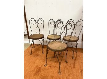 Set Of 4 Antique Ice Cream Parlor Chairs