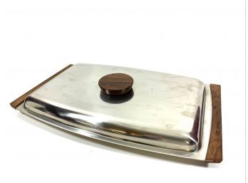 Danish Stainless Steel & Teak Tray With Cover
