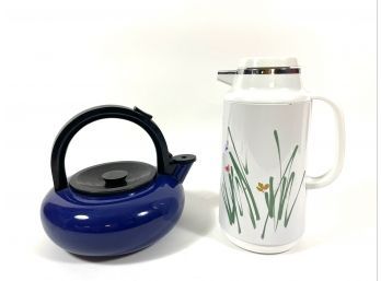Enamelware Teapot & Vintage Insulated Coffee/tea Pitcher