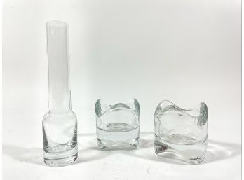 Post Modern Glass Bud Vase & Candle Holders