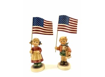 Special Edition Goebel Porcelain Hummel Figurines 'little Flag Bearer' & 'Miss Patriot'