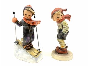 Goebel Porcelain Hummel Figurines 'skier' #59 & 'march Winds' #43