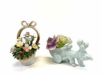Capodimonte Porcelain Floral Sculptures