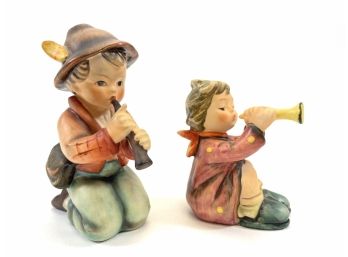Goebel Porcelain Hummel Figurines 'trumpet' & 'little Tooter'