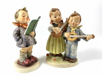 Goebel Porcelain Hummel Figurines 'the Poet' & 'happy Days'