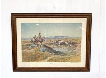 Antique Charles Russell Framed Print Titled 'Worked Over'