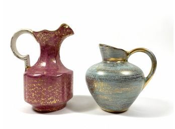 Pair Of Mid-century Pottery Pitchers