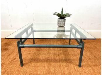 Glass & Textured Metal Square Coffee Table