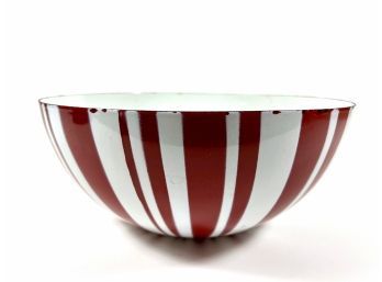 Red & White Striped Cathrineholm Enamelware Bowl