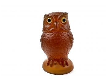 Mid-century Solid Amber Glass Owl