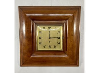 Antique German Made Solid Cherry & Brass Wall Clock