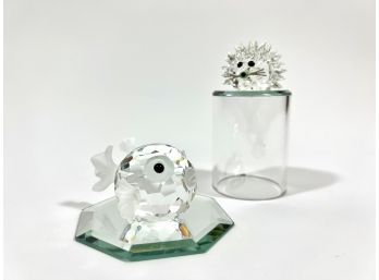 Swarovski Diminutive Crystal Figurines - Hedgehog & Blowfish