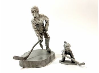 (2) Collectible Pewter Hockey Figurines - Colonial Mint & Hudson