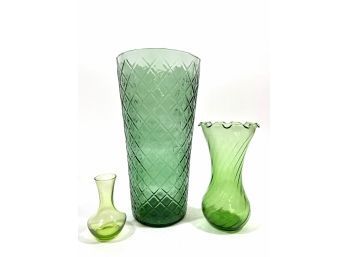 Green Art Glass Vases