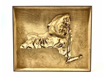 Handmade Wooden Topographical Artwork - NY State