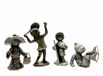 (4) Solid Pewter Figurines - Hudson