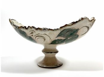Hand-signed Italian Pottery Footed Bowl