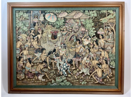 Hand-signed Intricate Balinese Oil Painting On Canvas
