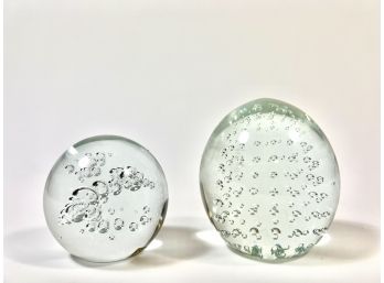 (2) Swedish Art Glass Paperweights