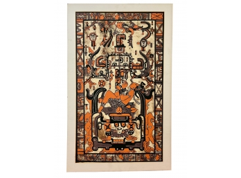 Vintage Mayan 'King Pakal' Lithograph