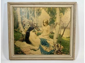 Antique Framed Nude Artwork Print