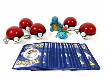 Lot Of Vintage Collectible Pokemon Cards & Poke Balls & Figurines