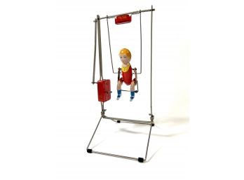 Antique 'Tik-Tak' Wind-Up Tin Gymnast Flipping Toy
