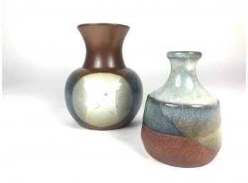Pair Of Earth Toned Glazed Vases