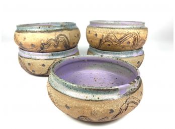 Set Of 5 Pottery Soup Bowls