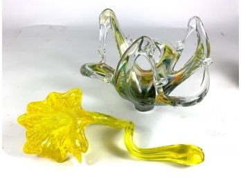 Lot Of 2 Blown Art Glass Pieces