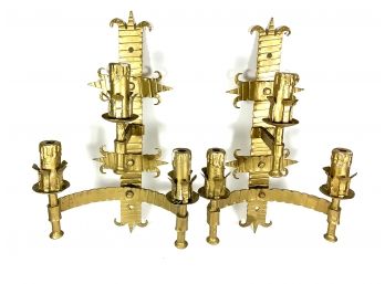 Pair Of Painted Wrought Iron Wall Sconces
