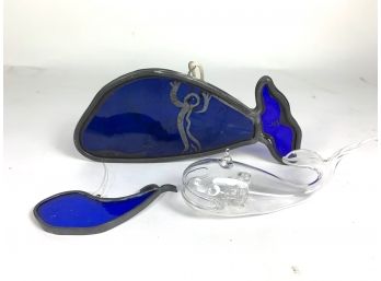 Lot Of 3 Glass Whales