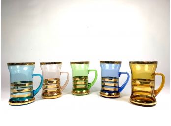Lot Of 5 Vintage Glass Mugs