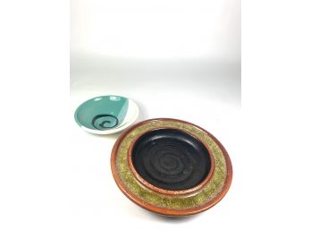 Lot Of 2 Glazed Pottery Bowls