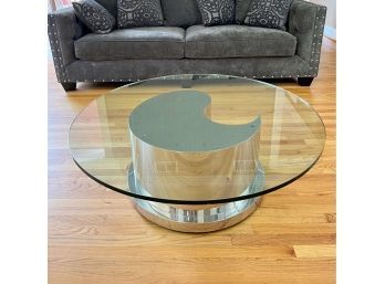 Amazing Mid-century Modern Solid Chrome Biomorphic Glass Coffee Table