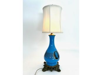1920s Hand-painted Glass Table Lamp