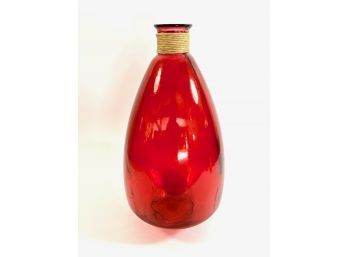 Large Red Glass Floor Vase
