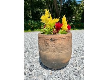 (1) Terracotta Planter & Flowers - Lot (B)