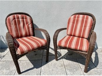 (2) All Weather Wicker Arm Chairs - Lot (A)