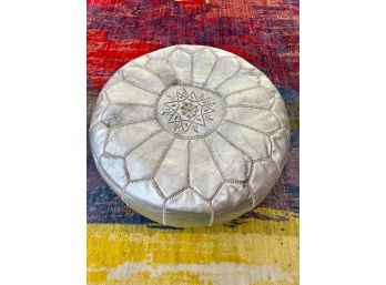 Silver Colored Stitched Pouf