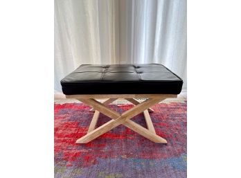 Faux Leather & Wood Stool