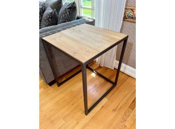 Reclaimed Solid Wood & Iron Side Table