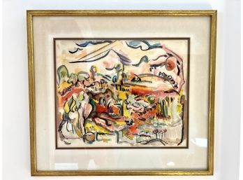 Original Abstract Expressionist Watercolor - Signed R. Meyerson