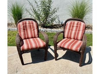 (2) All Weather Wicker Arm Chairs - Lot (B)